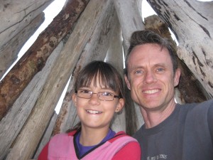 Home made beach wood teepee